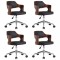Scaune bucatarie 4 buc, negru, lemn curbat &amp; piele ecologica