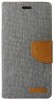 Husa tip carte Canvas cu stand gri + maro pentru Huawei P8 Lite