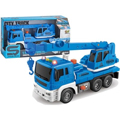 Camion cu macara, sunete, lumini, scara 1:16, albastru foto