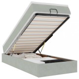 Cumpara ieftin Cadru de pat otoman cu saltea Gri deschis 90x190cm catifea