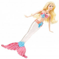 Papusa Barbie sirena sclipitoare blonda V7047 Mattel foto