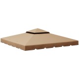 Outsunny Acoperiș de Schimb pentru Pavilion 3x3 m cu 2 Niveluri, Copertină Rezistentă la Apă din Poliester 170g/㎡ cu 8 Orificii de Drenaj, Bej | Aosom