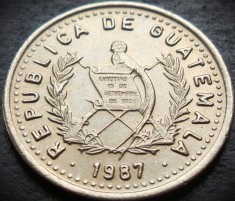 Moneda exotica 5 CENTAVOS - GUATEMALA, anul 1987 *cod 2496 = A.UNC luciu batere