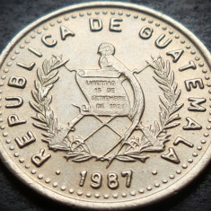 Moneda exotica 5 CENTAVOS - GUATEMALA, anul 1987 *cod 2496 = A.UNC luciu batere