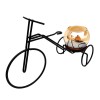 Suport lumanari tricicleta metalic cu bol sticla, 28 cm lungime, 12 cm inaltime. Suport lumanare decorativ de masa