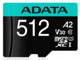 Card de memorie ADATA Premier, MicroSDXC, 512GB, UHS-I, Class 10, U3 + Adaptor microSD