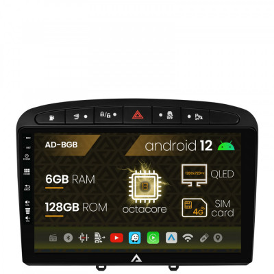 Navigatie Peugeot 308 408 (2008-2013), Android 12, B-Octacore 6GB RAM + 128GB ROM, 9 Inch - AD-BGB9006+AD-BGRKIT265 foto