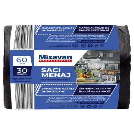 Saci menajeri Misavan professional 60l, 30 buc/set