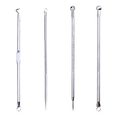 Kit pentru curatare puncte negre, material inox, 4 piese - Argintiu
