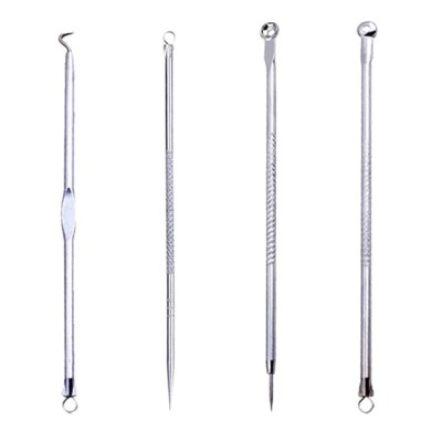 Kit pentru curatare puncte negre, material inox, 4 piese - Argintiu foto