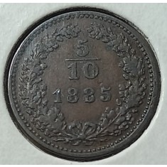 Austria, 5&frasl;10 Kreuzer 1885.