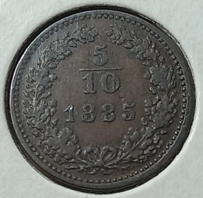 Austria, 5&amp;frasl;10 Kreuzer 1885. foto