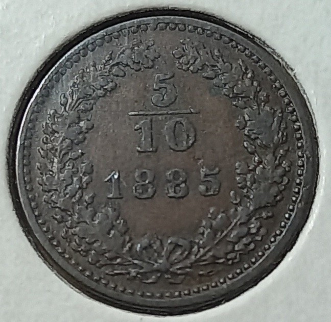 Austria, 5&frasl;10 Kreuzer 1885.