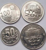 Set 4 monede 50 - 500 Som 2018 Uzbekistan, unc, Asia