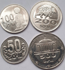 Set 4 monede 50 - 500 Som 2018 Uzbekistan, unc foto