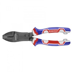 Cleste Combinat EMTOP EPLRCC0851, 200mm, Material Cr-V, 65% Economie de Energie, Maner TPR Ergonomic, Functie de Debavurare, Suport pentru Cuie si Che