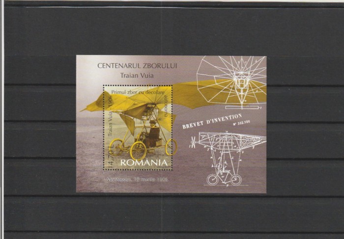 ROMANIA 2006 LP 1713 CENTENARUL TRAIAN VUIA COLITA MNH NESTAMPILATA