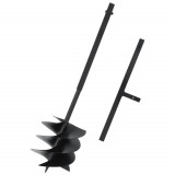 vidaXL Burghiu de păm&acirc;nt cu m&acirc;ner, negru, 250 mm, oțel