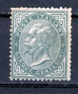 Italy 1863 King Viktor Emanuel II 5C Mi.16 Green MNG AM.370 foto