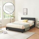 Pat tapitat Dortmund Schwarz cu saltea 140 x 200 cm negru Corium HausGarden Leisure, [Corium]