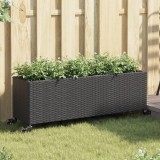 vidaXL Jardiniere grădină cu roți 2 buc. negru 107x32x38 cm poliratan 3210525