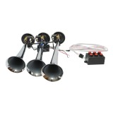 Claxon auto 3 trompete 24V cu 6 melodii pentru compresor de aer