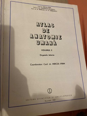 Mircea Ifrim - Atlas de anatomie umana (volumul 2 - Organele interne), format mare foto