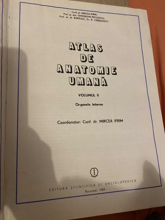 Mircea Ifrim - Atlas de anatomie umana (volumul 2 - Organele interne), format mare