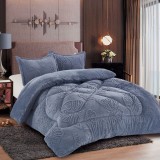 Lenjerie De Pat Soft Dream Berce Co019, Microfibra Plusata, 3 Piese, Fara Elastic, Albastru