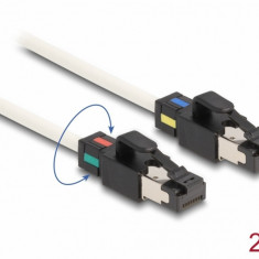 Cablu de retea RJ45 Cat.6A S/FTP cu cleme colorate rotative 2m Alb, Delock 80170