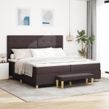 VidaXL Pat cu arcuri cu Saltea și Bancă Maro &icirc;nchis 200x200 cm Țesătură