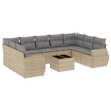 Cumpara ieftin Set canapele de gradina cu perne, 10 piese, bej, poliratan