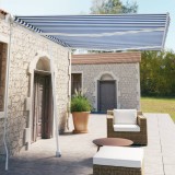 VidaXL Copertină autonomă retractabilă manual, albastru/alb, 350x250cm