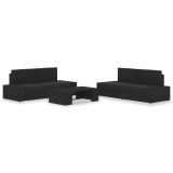Cumpara ieftin Set mobilier de grădină, 5 piese, negru, poliratan