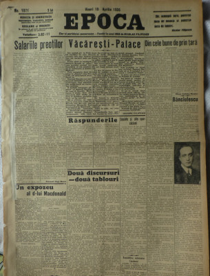 Epoca , ziar al Partidului Conservator , nr. 1871 , 1935 , Grigore Filipescu foto