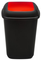 Cos Plastic Reciclare Selectiva, Capacitate 90l, Plafor Quatro - Negru Cu Capac Rosu - Metal foto