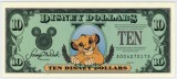 DISNEYLAND █ bancnota █ 10 Disney Dollars █ 1997 █ Simba █ UNC █ necirculata