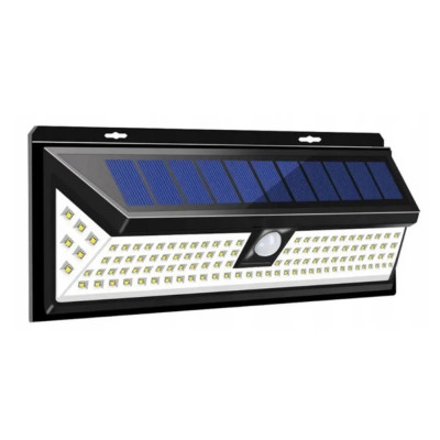 Lampa solara cu senzor de miscare, 118 LED, lumina alb-rece, impermeabil, negru foto