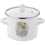 Oala din otel emailat alb, cu capac termorezistent, 18cm, 3L, Kogut, Florina