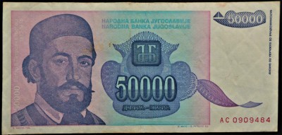 Bancnota 50000 DINARI / DINARA - YUGOSLAVIA, anul 1993 * cod 326 foto