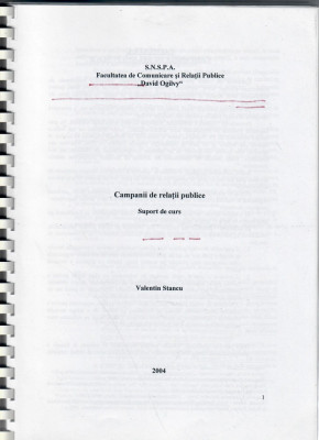 Campanii de relatii publice, Valentin Stancu, SNSPA, 2004 foto