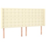 Cumpara ieftin Tablie de pat cu aripioare, crem, 203x16x118/128 cm, piele eco