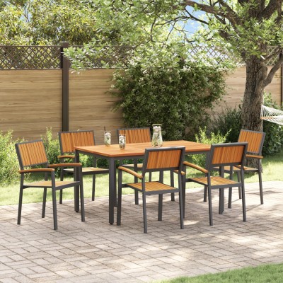 Gossi set de dining pentru gradina 7 piese din lemn solid de acacia si metal foto