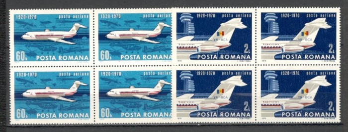 Romania.1970 Posta aeriana-50 ani Aviatia Civila bloc 4 YR.459