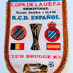 Fanion fotbal ESPANOL BARCELONA - FC BRUGGE (UEFA CUP 20.04.1988)