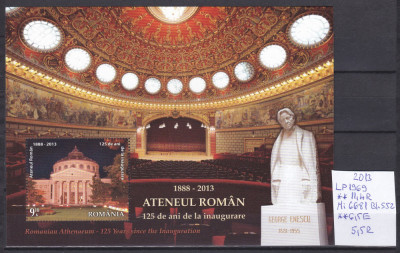 2013 Ateneul Roman 125 ani de la inagurare, LP1969, Bl.552, MNH foto