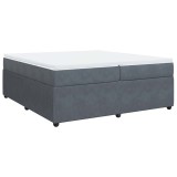 Cumpara ieftin Pat box spring cu saltea, gri inchis, 200x200 cm, catifea