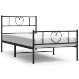 Cumpara ieftin Cadru pat metalic cu tablii de cap/picioare, negru, 75x190 cm