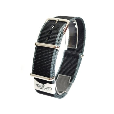 Curea tip NATO Negru cu Gri Morellato Band Fabric Ribbon - 18mm, 20mm, 22mm foto