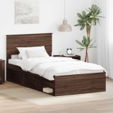 vidaXL Cadru de pat Stejar &icirc;nchis 100 x 200 cm Lemn de pin masiv 3410642